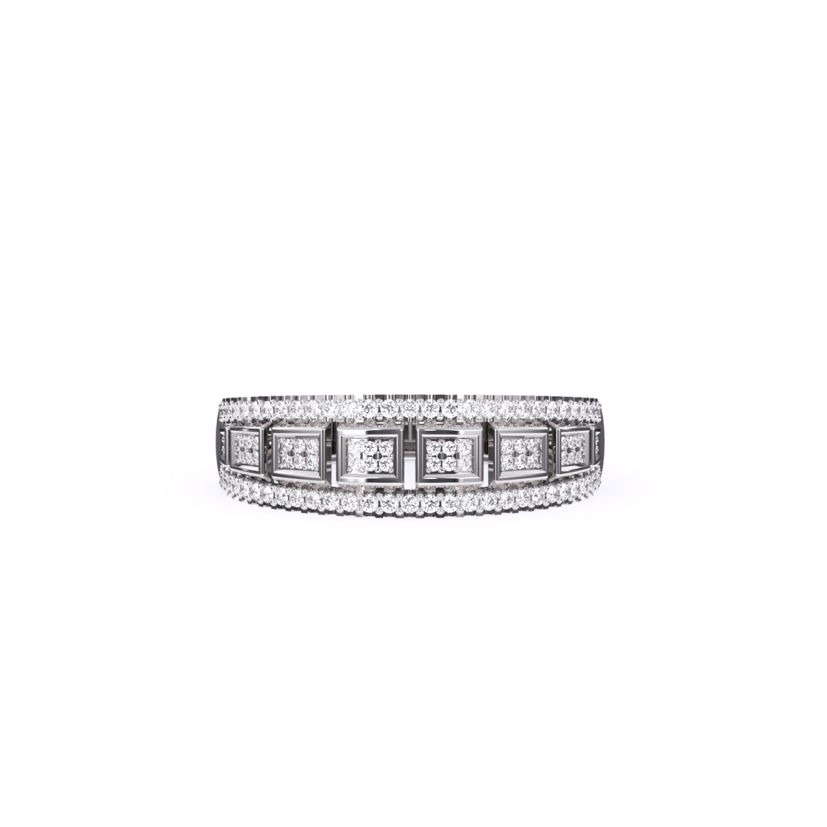 Two Tone Diamond Cluster Lavish Band